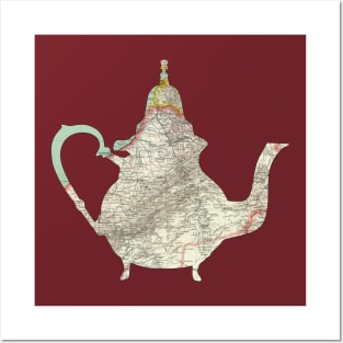 Moroccan Teapot cut from 1937 Map of Morocco Posters and Art